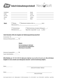 Inbetriebnahmeprotokoll NeoSoft